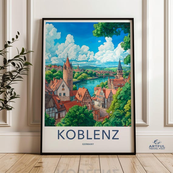 German Cityscape Wall Art Koblenz Print Scenic Germany Poster Travel Destination Artwork European Urban Decor Beautiful Landscape