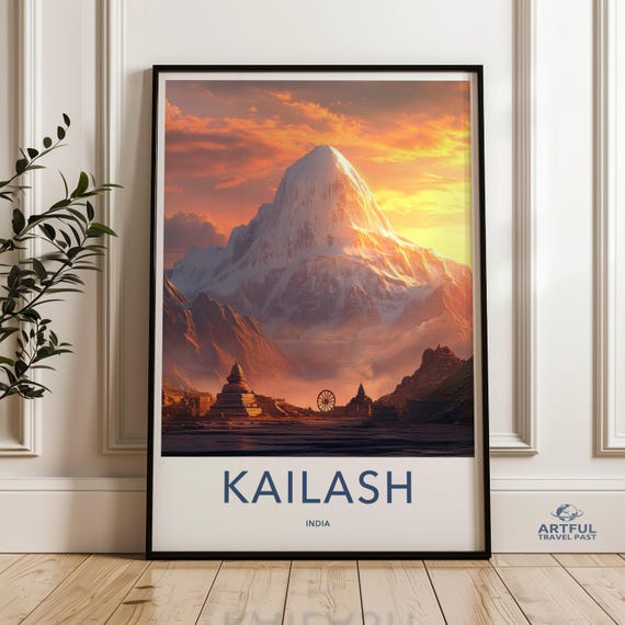 Majestic Kailash Mountain Wall Art Serene Sunrise Over Mt Himalayan Landscape Poster Stunning Nature Photography Print