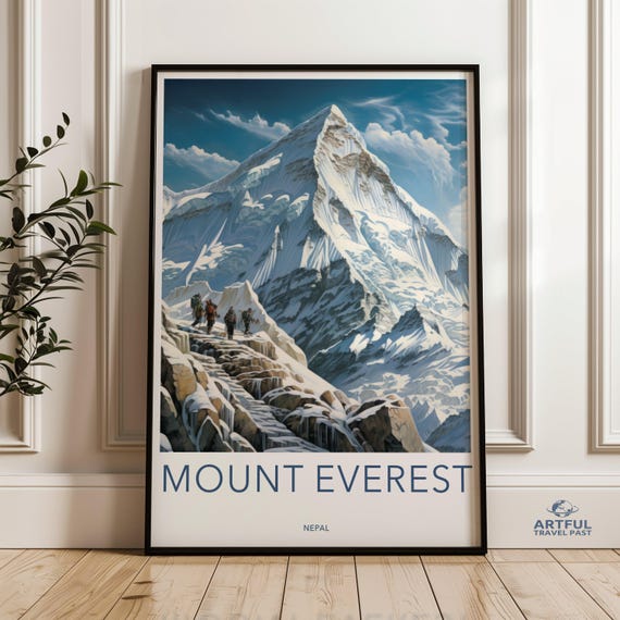 Mount Everest Wall Art Print Mountain Climbing Home Decor Snowcapped Peak Artwork Adventure Landscape Poster For Room