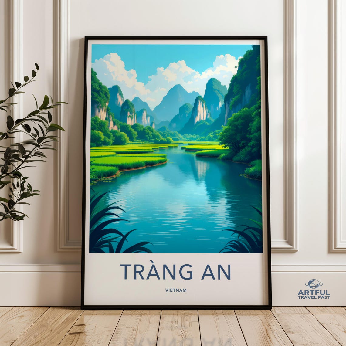 Trang An Vietnam Karst Valley River Rice Fields Travel Poster