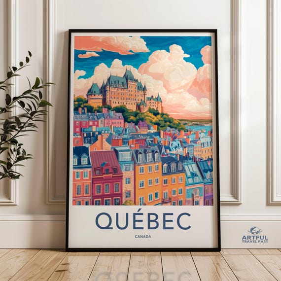 City Skyline Wall Art Colorful Old Print Canadian Cityscape Poster Travel Vibrant Decor