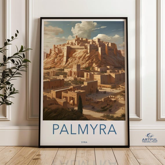 Palmyra Wall Art Ancient City Illustration Syrian Landmark Poster Historical Architecture Print Cultural Heritage Decor Middle Eastern