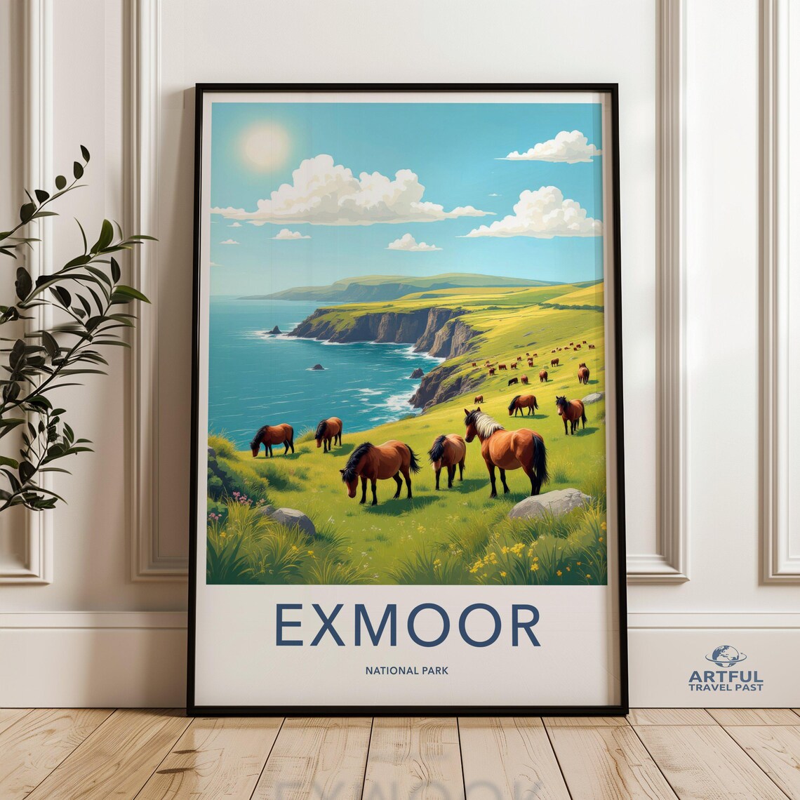 Exmoor National Park Travel Poster, Devon Coast