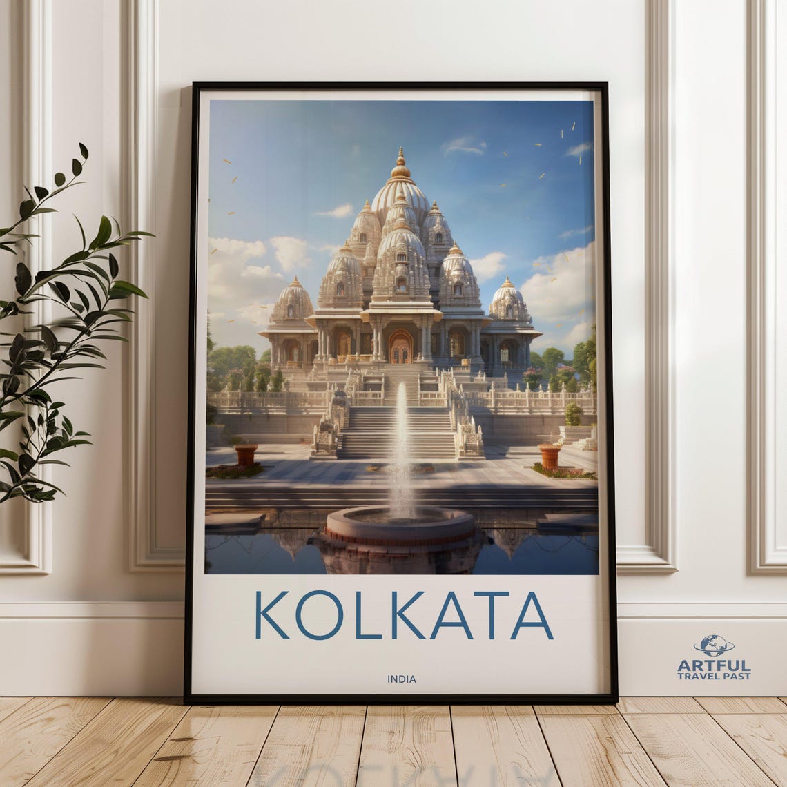 Kolkata India Wall Art Print Decor Architecture Poster Historic Landmarks Temple Illustration