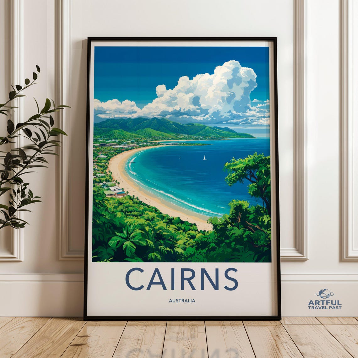 Cairns Australia Coastal Wall Art Tropical Beach Print Ocean View Decor Landscape Poster Australian Artwork