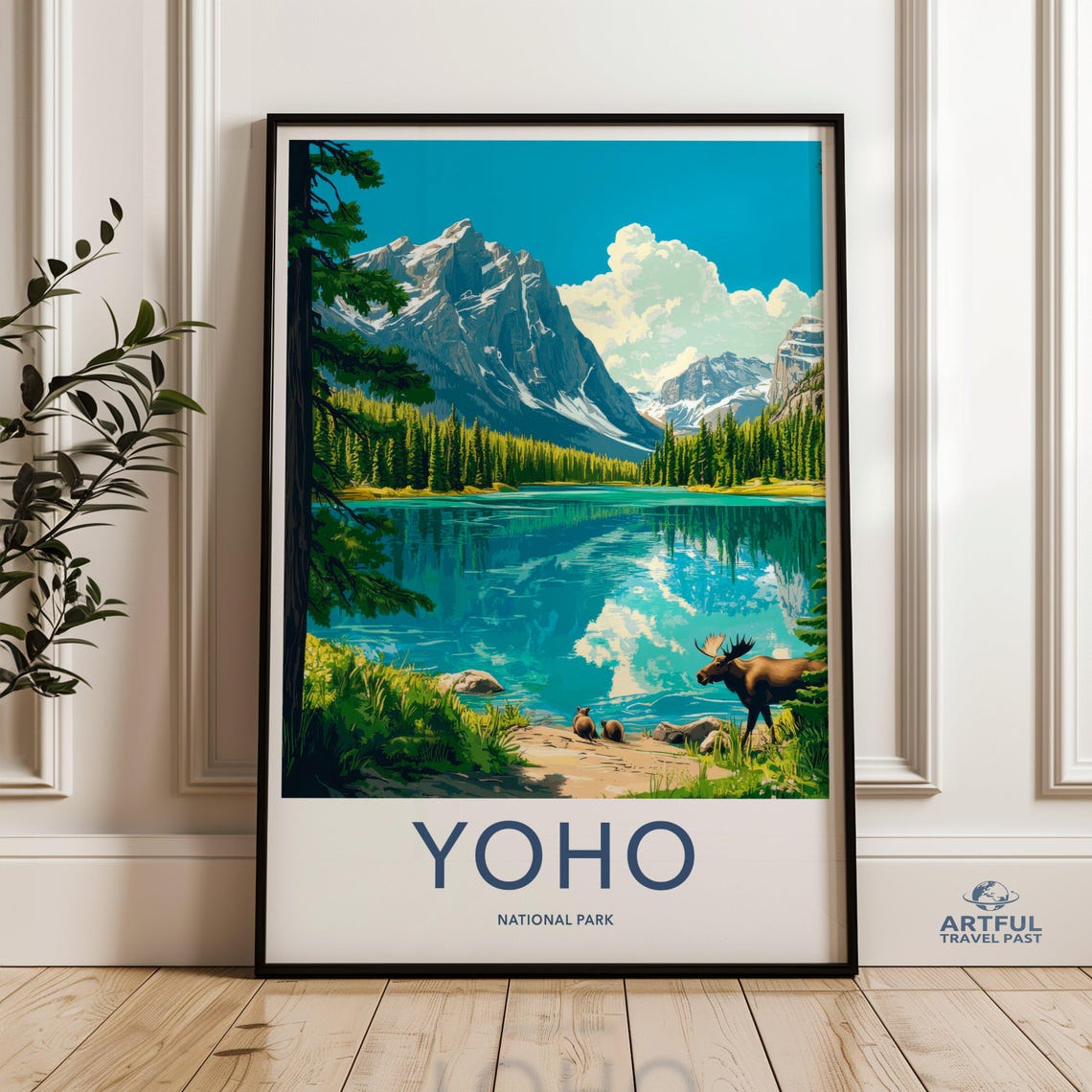 Yoho National Park Moose by a Turquoise Mountain Lake Poster