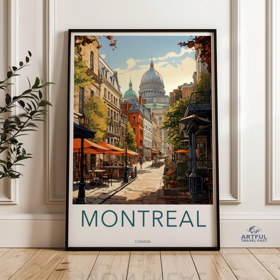 Montreal Wall Art Print Vintage Style Poster Old Street Scene Cityscape Beautiful Decor For Home