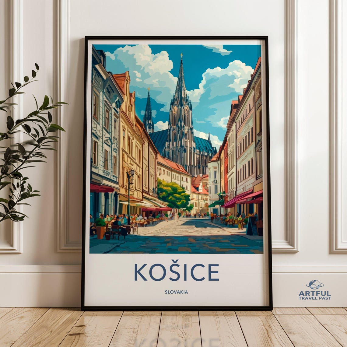 Kosice Slovakia Gothic Cathedral Old Town Cobblestone Travel Poster