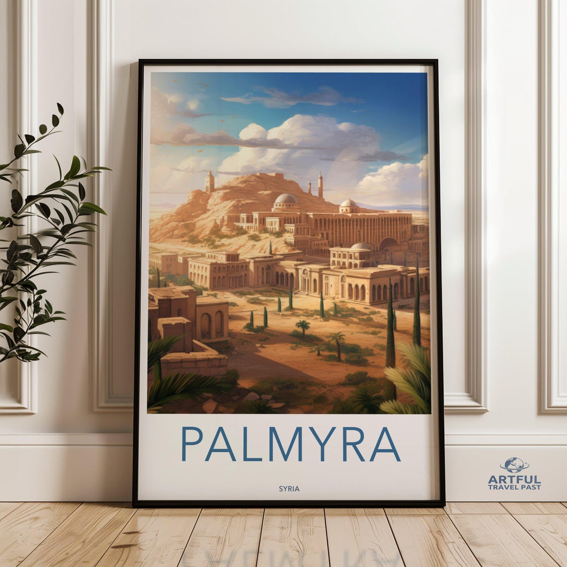 Palmyra Syria Ancient Desert Ruins Colonnade Vintage Travel Poster
