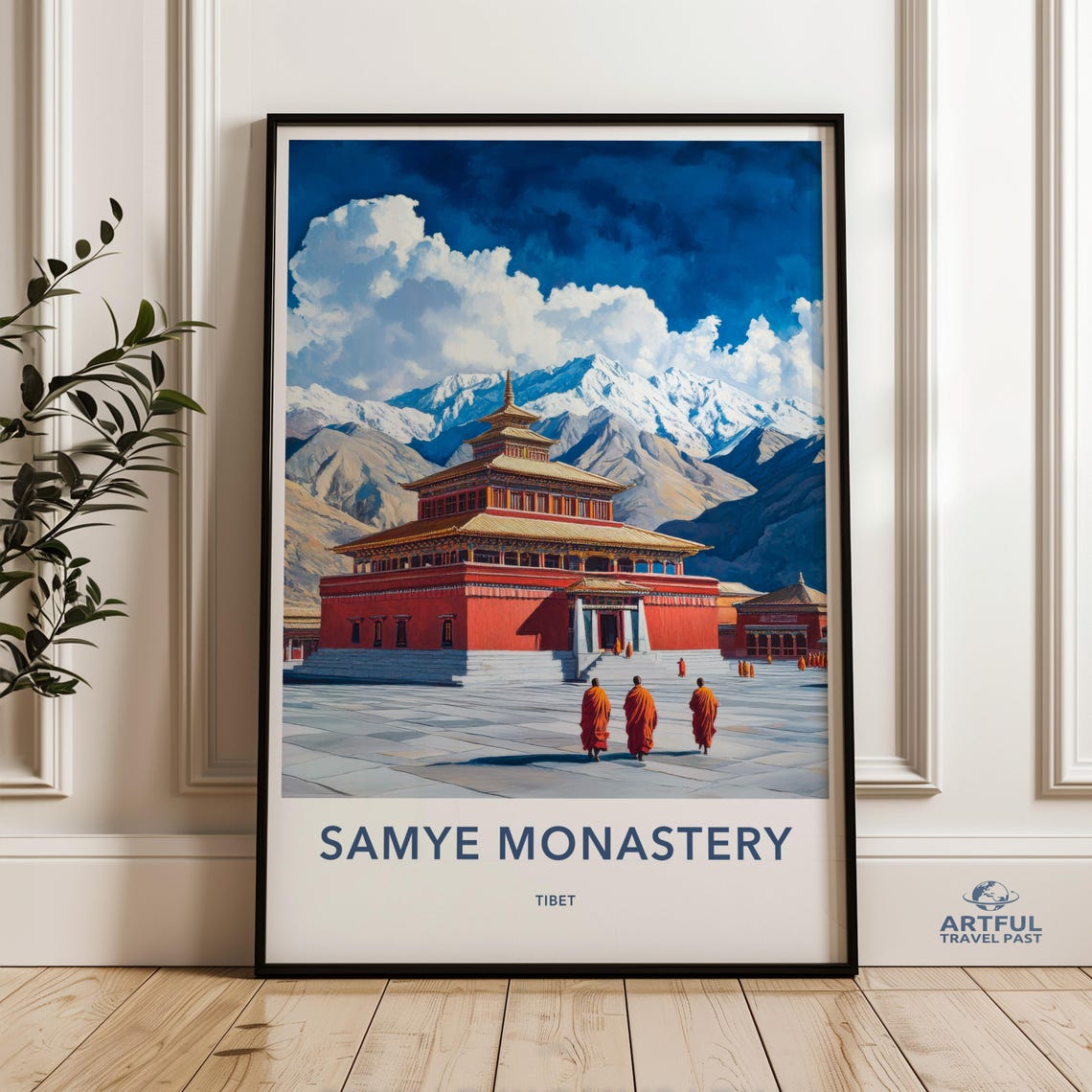 Samye Monastery Wall Art Print Tibetan Temple Decor Himalayan Landscape Poster Spiritual Buddhist Artwork Meditation Room