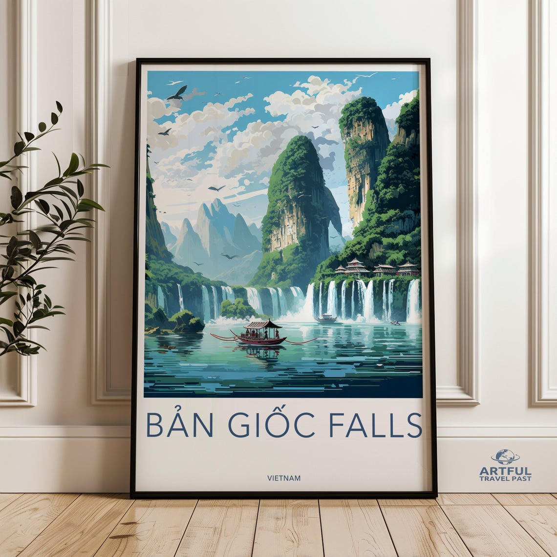 Bản Giốc Falls Vietnam Great Waterfall Karst Peaks Travel Poster