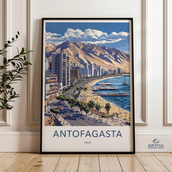 Antofagasta Chile Wall Art Print Cityscape Poster Coastal Decor Modern Illustration Urban Landscape Beach Home