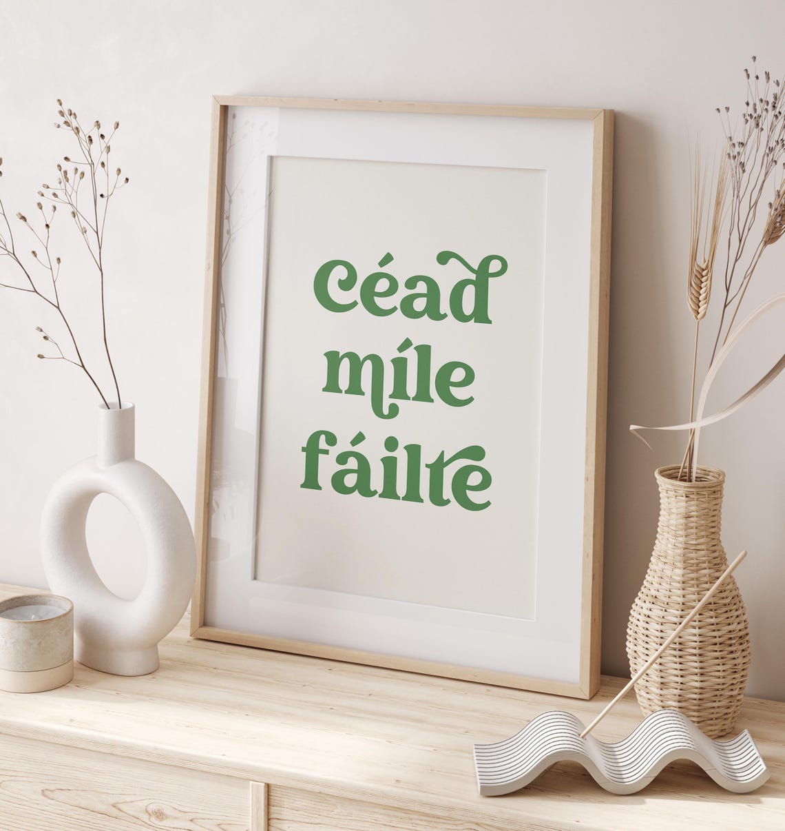 Cead Mile Failte Irish Gaelic Welcome Sign Green Typography Poster