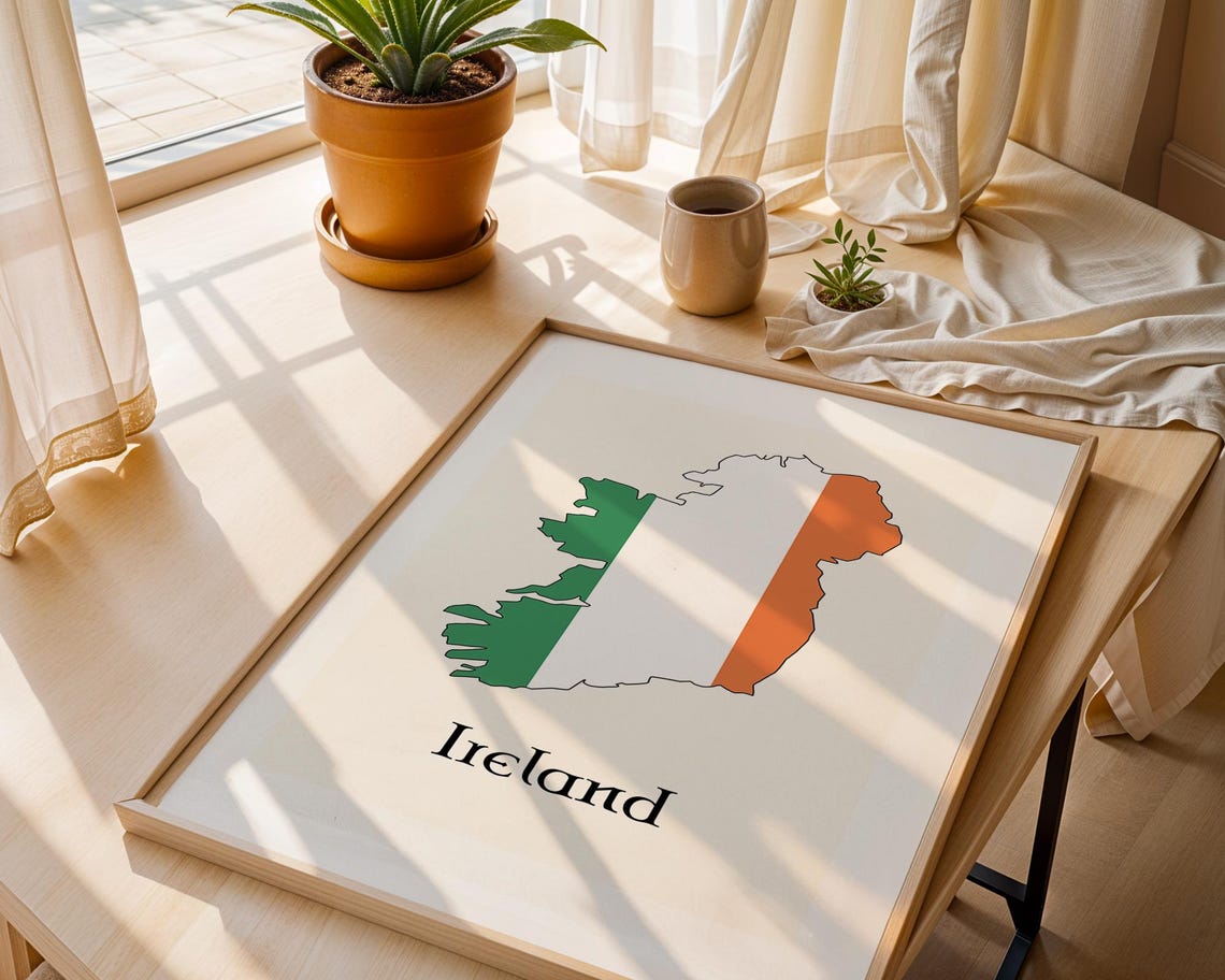 Ireland Map Irish Flag Tricolor Celtic Wall Art Decor Poster - Image 2