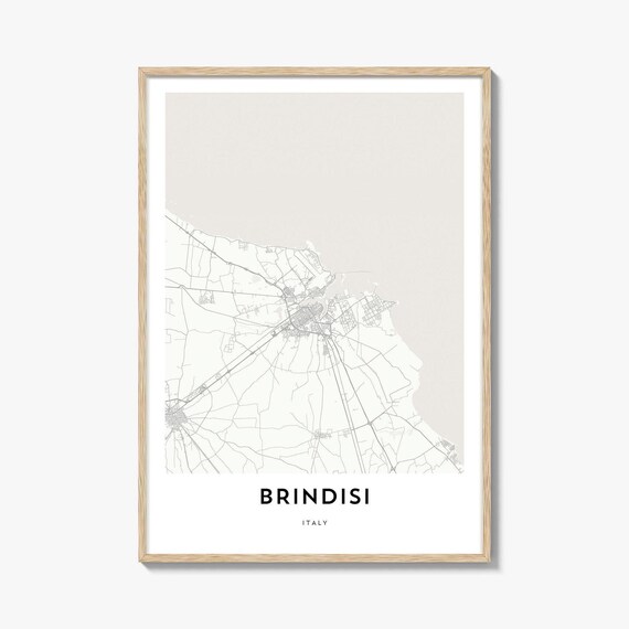 Brindisi Italy Minimalist City Street Map Line Art Coastal Poster