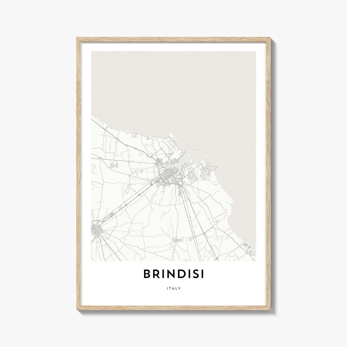 Brindisi Italy Minimalist City Street Map Line Art Coastal Poster