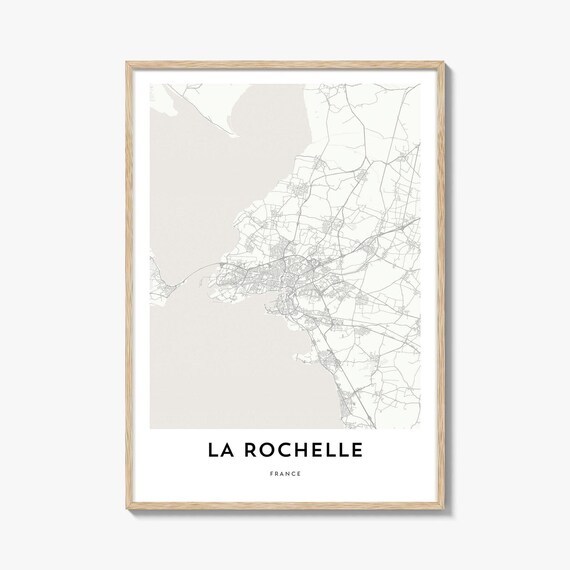 La Rochelle France Minimalist Coastal City Map Print Harbor Wall Decor
