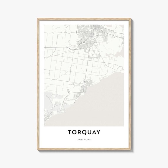Torquay Australia Minimalist City Map Street Layout Surf Coast Detail Print