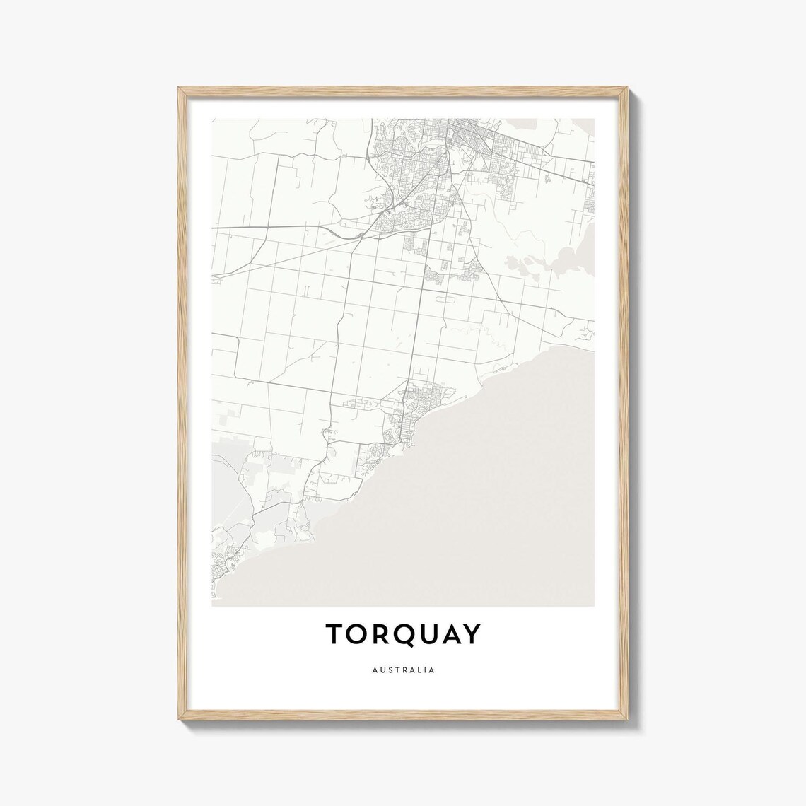 Torquay Australia Minimalist City Map Street Layout Surf Coast Detail Print