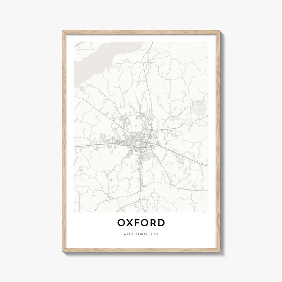 Oxford Mississippi USA Minimalist City Street Map Line Art Poster