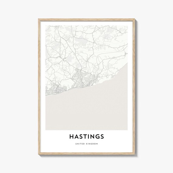 Hastings UK City Street Map Minimalist Art Print Travel Wall Decor