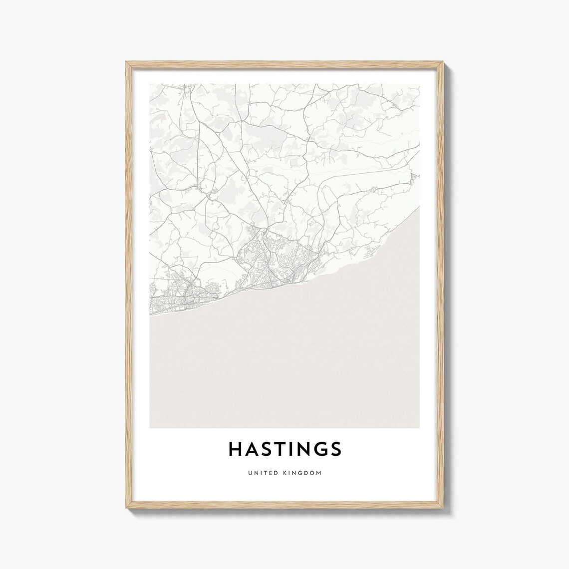 Hastings UK City Street Map Minimalist Art Print Travel Wall Decor