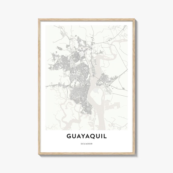 Guayaquil Ecuador Minimalist City Map Black White Line Art Poster