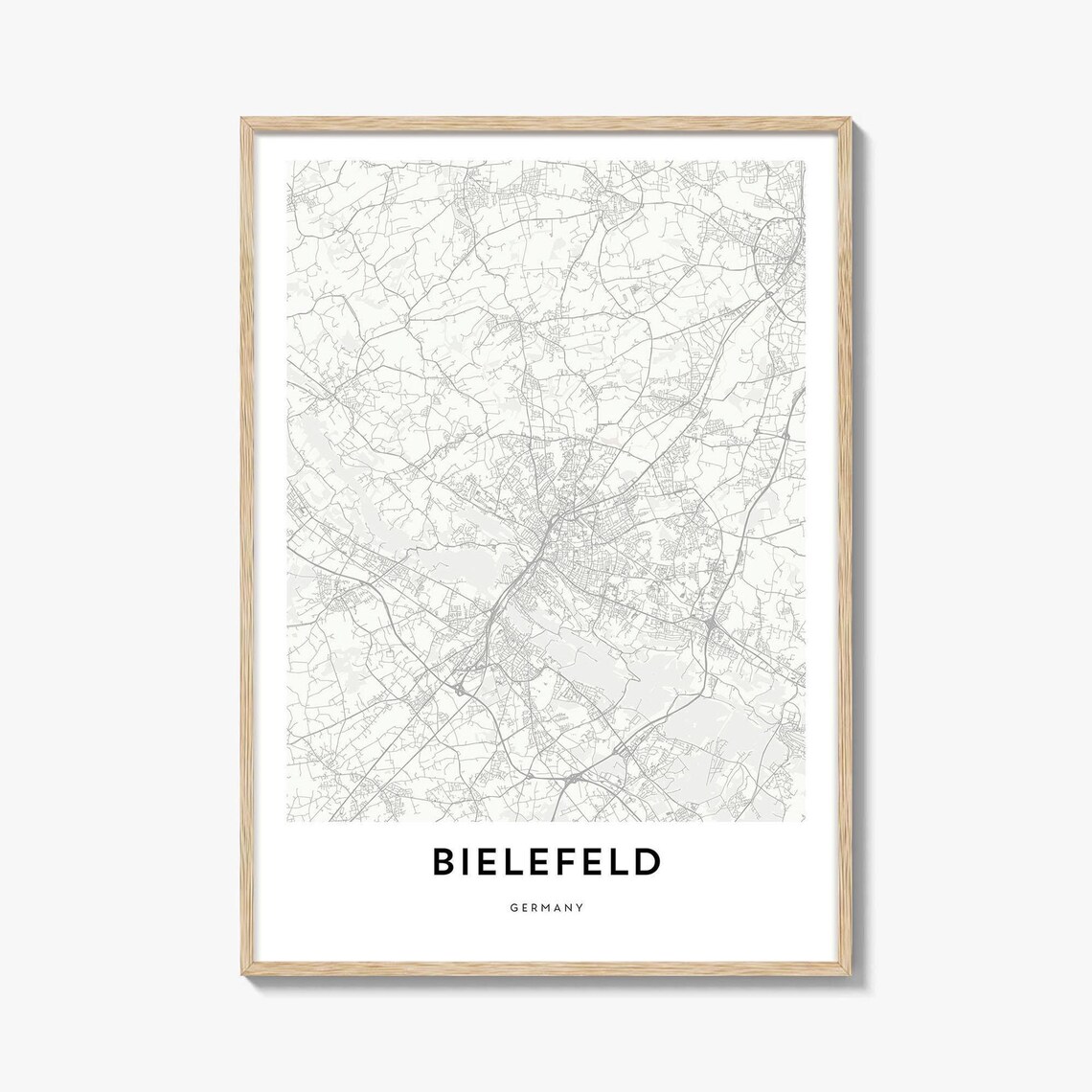 Bielefeld Germany Modern Minimalist City Street Map Line Art Print