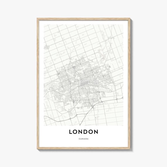 London Canada Minimalist City Street Map Black And White Poster