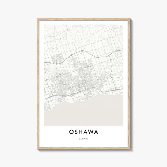 Oshawa Canada Street Map Minimalist Home Office Decor Poster