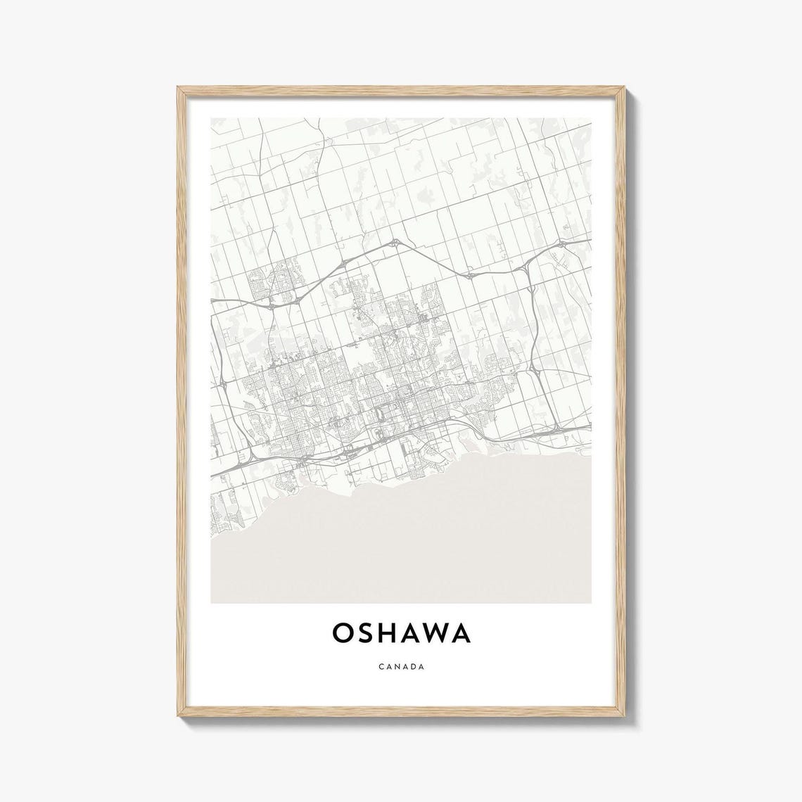 Oshawa Canada Street Map Minimalist Home Office Decor Poster