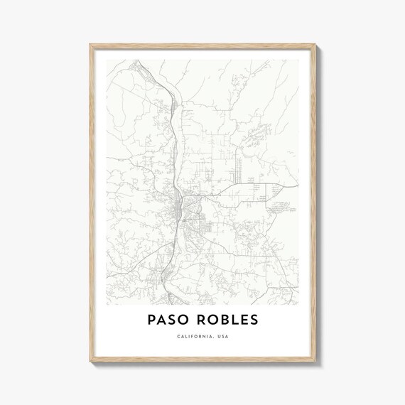 Paso Robles California Minimalist City Street Map Art Poster