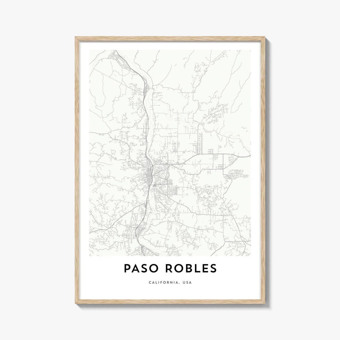 Paso Robles California Minimalist City Street Map Art Poster