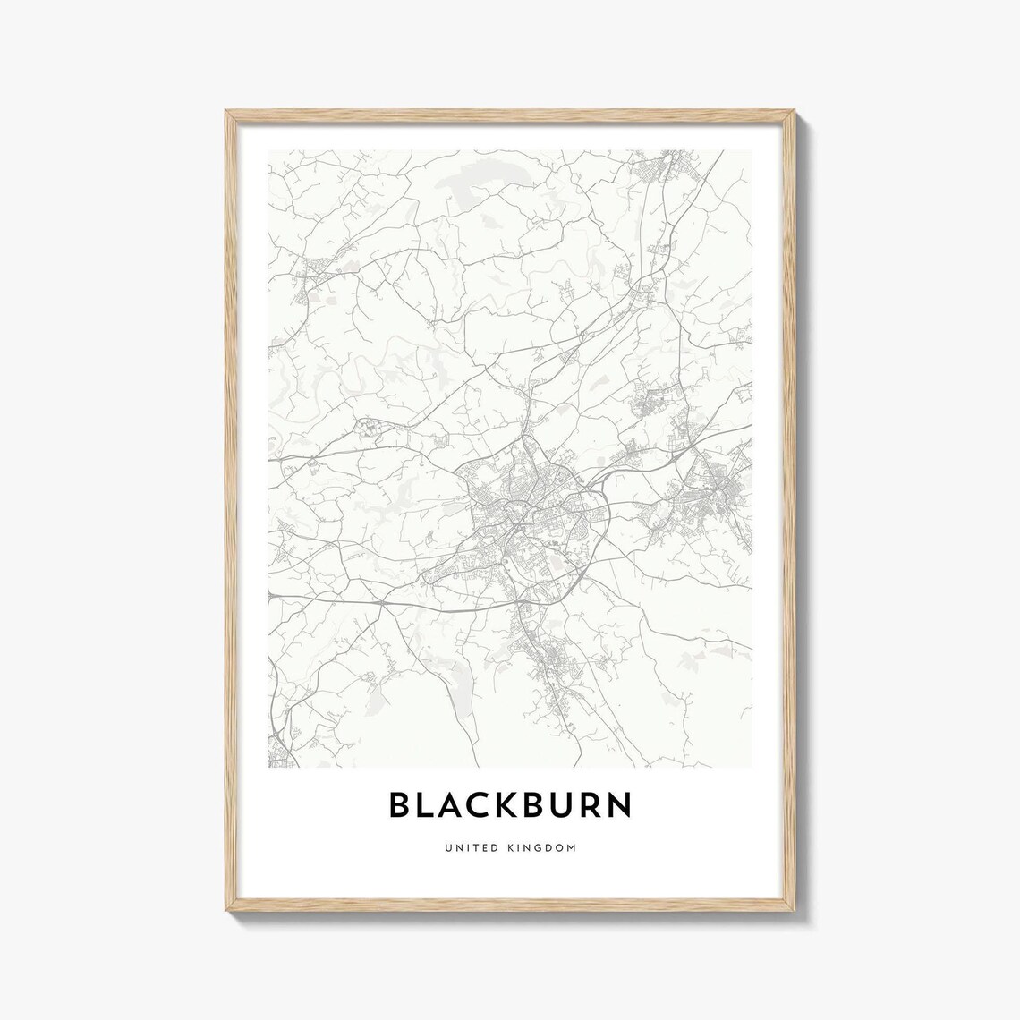 Blackburn United Kingdom Minimalist City Street Map Line Art Poster