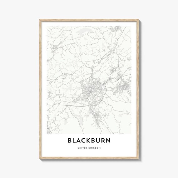 Blackburn United Kingdom Minimalist City Street Map Line Art Poster
