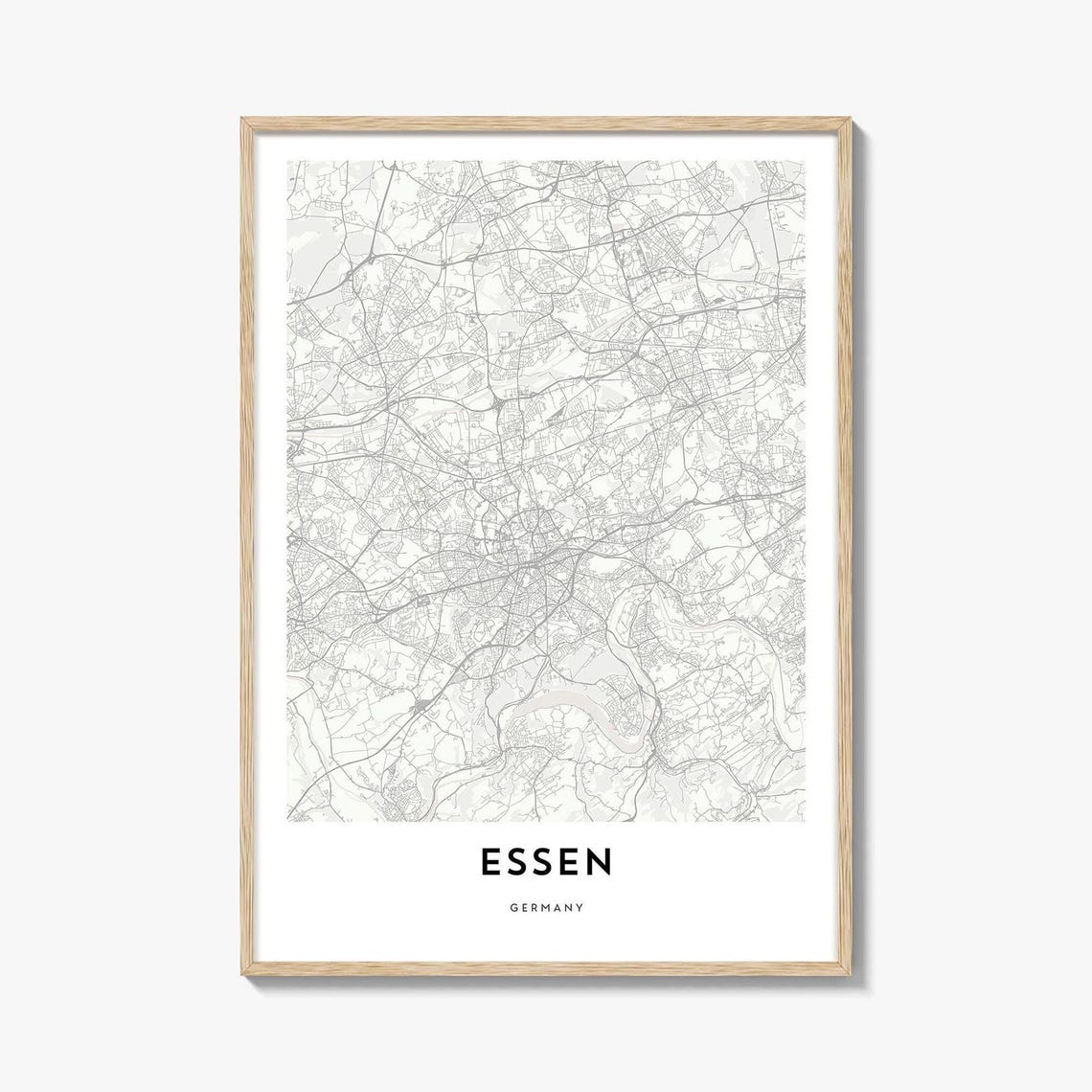 Essen Germany Minimalist Dense City Street Map Travel Gift Art Poster