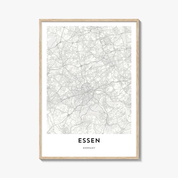Essen Germany Minimalist Dense City Street Map Travel Gift Art Poster