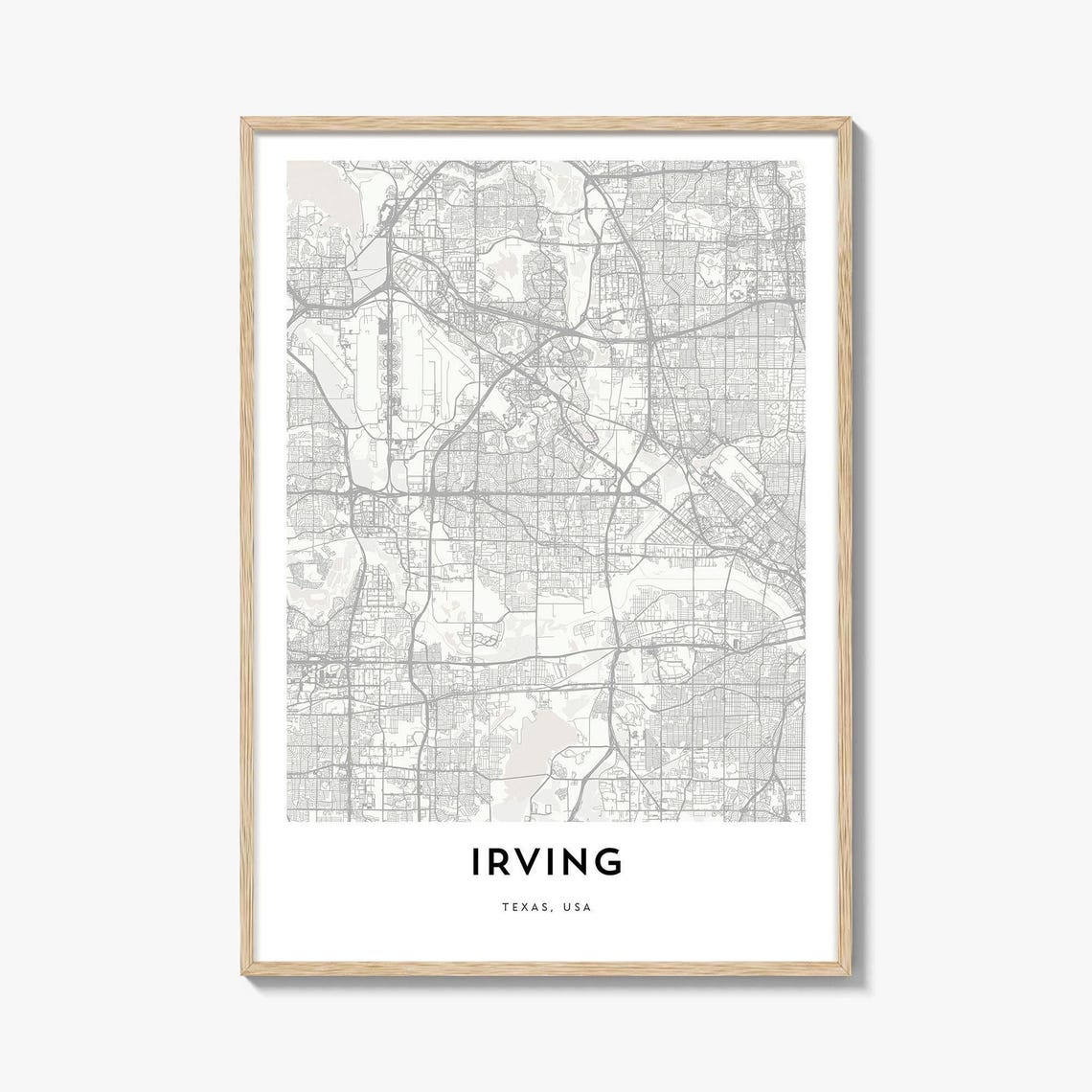 Irving Texas Minimalist City Street Map Home Gift Wall Decor Poster