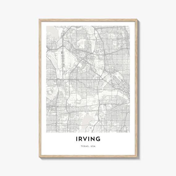 Irving Texas Minimalist City Street Map Home Gift Wall Decor Poster