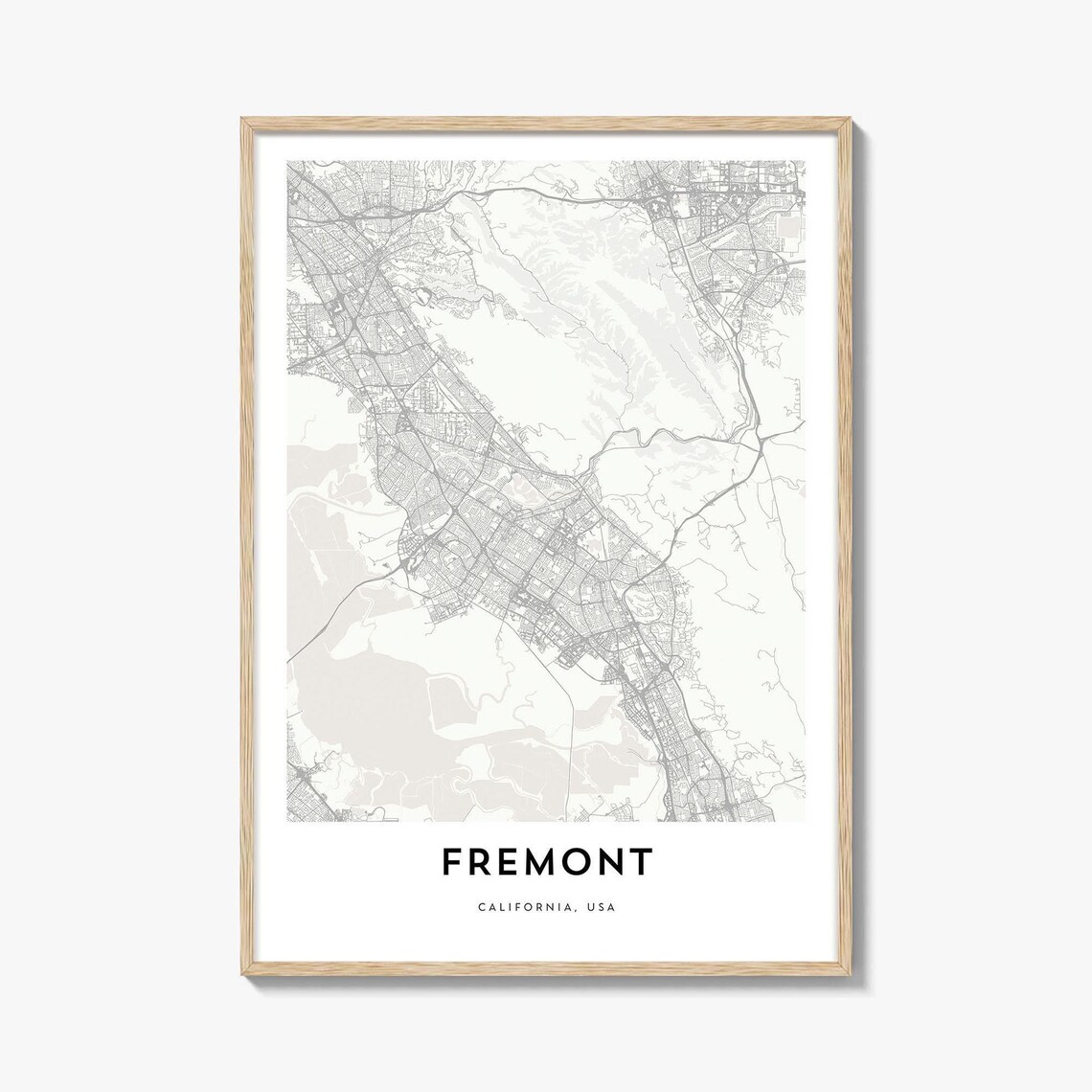 Fremont California USA Minimalist City Street Map Art Poster