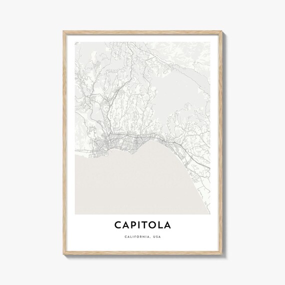 Capitola California USA Minimalist Coastline Map Wall Poster