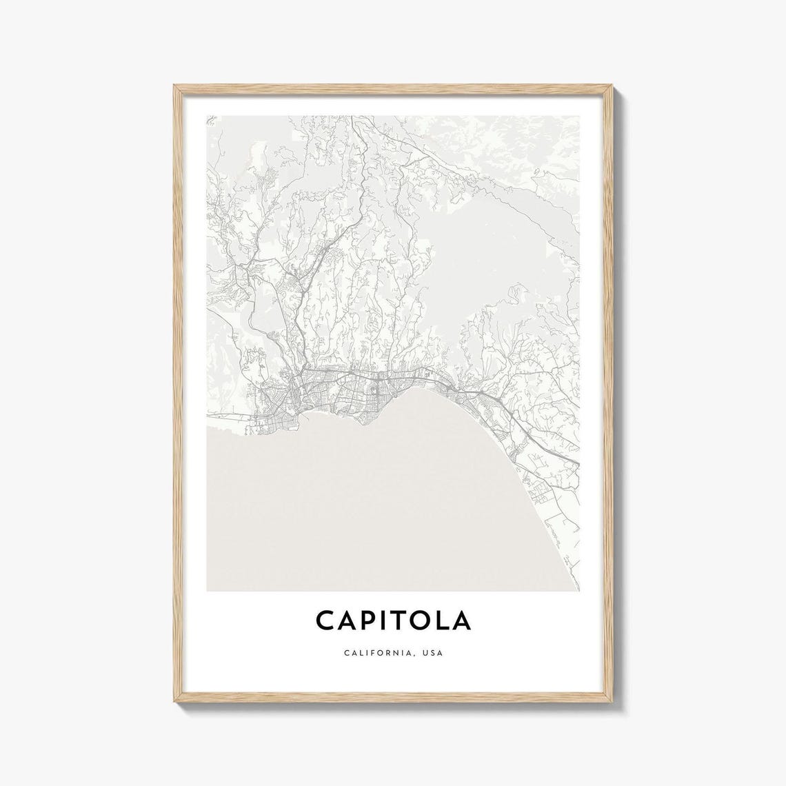 Capitola California USA Minimalist Coastline Map Wall Poster
