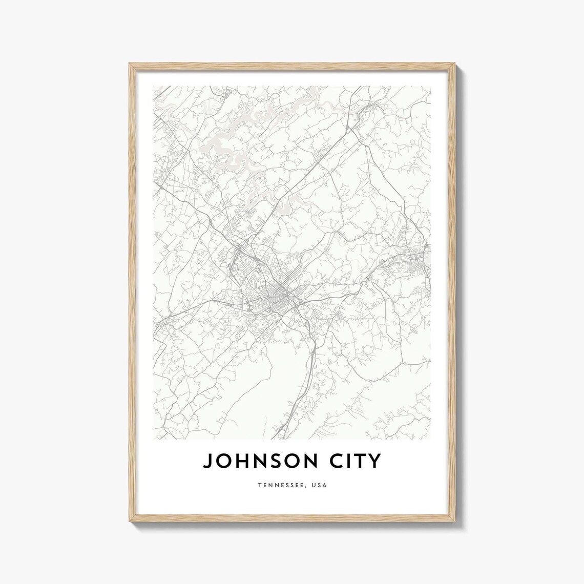 Johnson City Tennessee USA Minimalist Street Map Wall Poster
