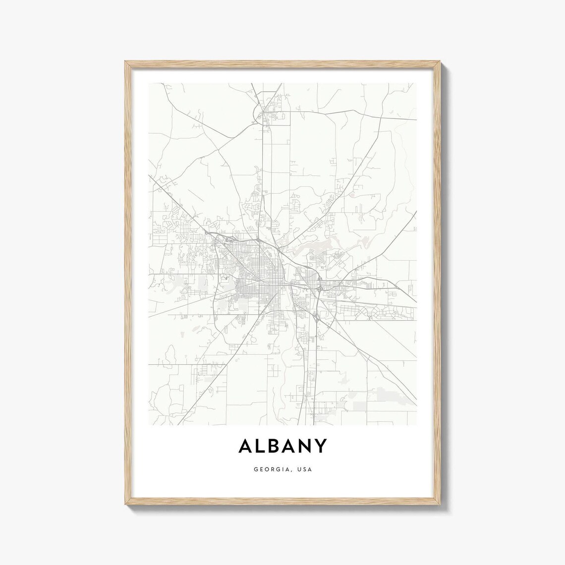 Albany Georgia Minimalist Street Map Southern City Cartography Poster