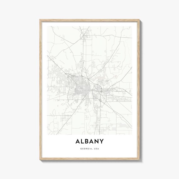 Albany Georgia Minimalist Street Map Southern City Cartography Poster