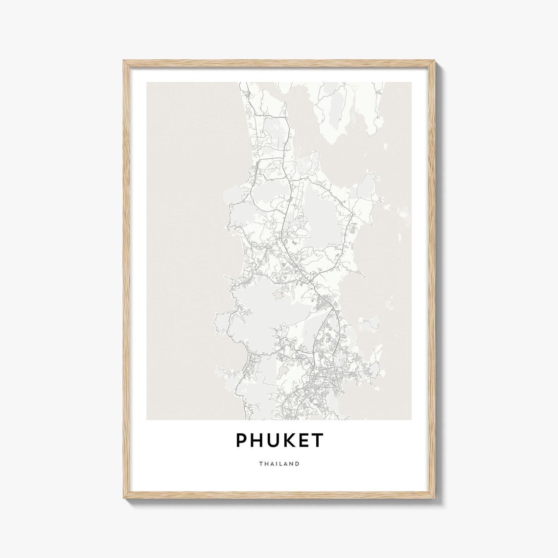 Phuket Thailand Minimalist Cream Island City Map Poster Home Office Decor