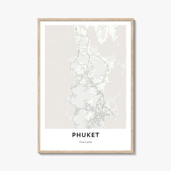 Phuket Thailand Minimalist Cream Island City Map Poster Home Office Decor