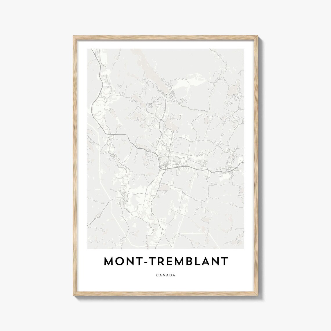 Mont-Tremblant Canada Minimalist Neutral City Street Map Art Poster