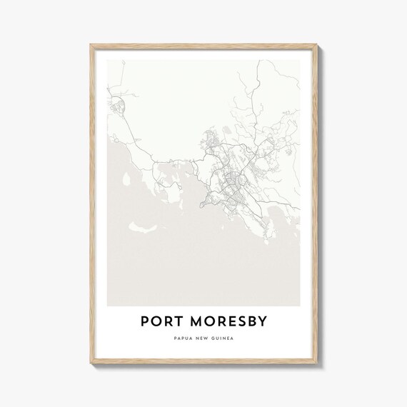 Port Moresby Papua New Guinea Harbor City Street Map Travel Poster