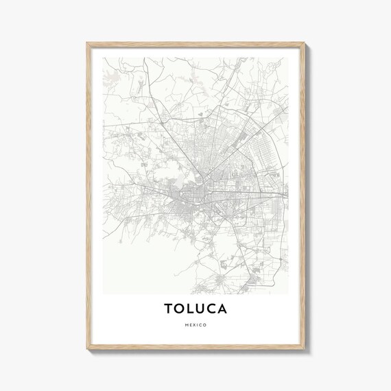 Toluca Mexico Minimalist City Map Neutral Monochrome Wall Art